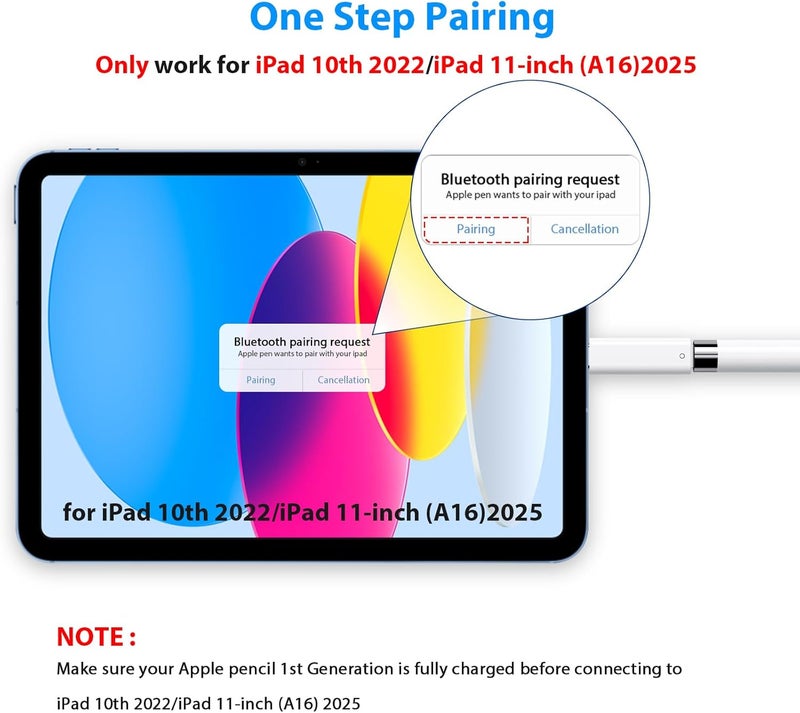ASKUBSKU محول قلم USB C لجهاز Apple Pencil الجيل الأول، محول شاحن قلم USB-C إلى Lightning متوافق بشكل محدد مع iPad الجيل العاشر، موصل Dongle iPencil Type-C لجهاز iPad A16 مع قلم 1 - Image 5